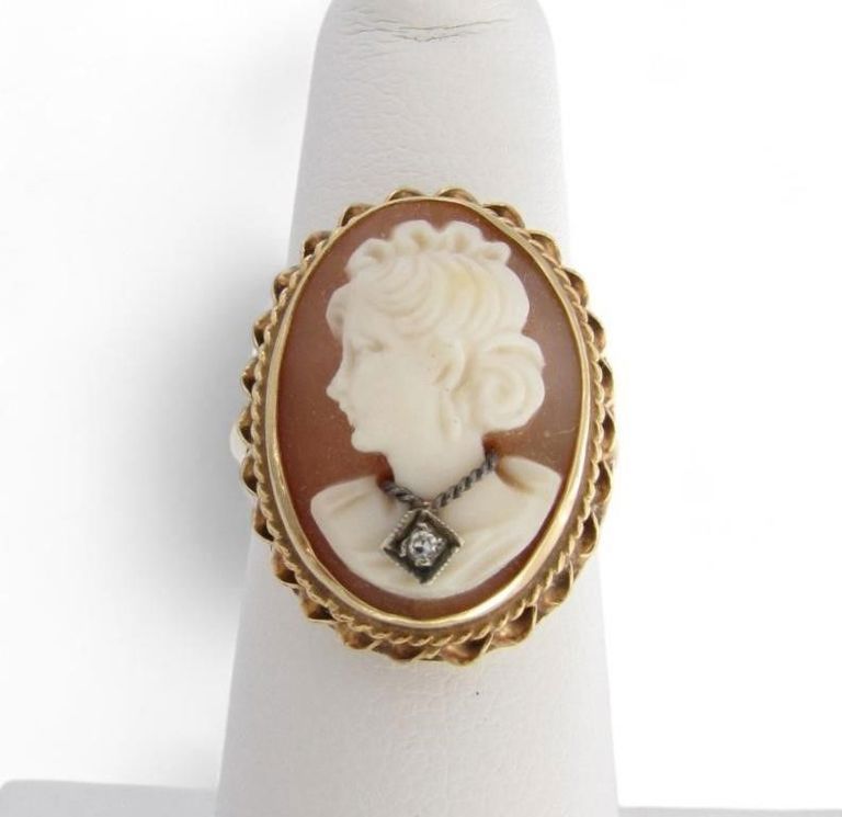 14k gold shell cameo ring