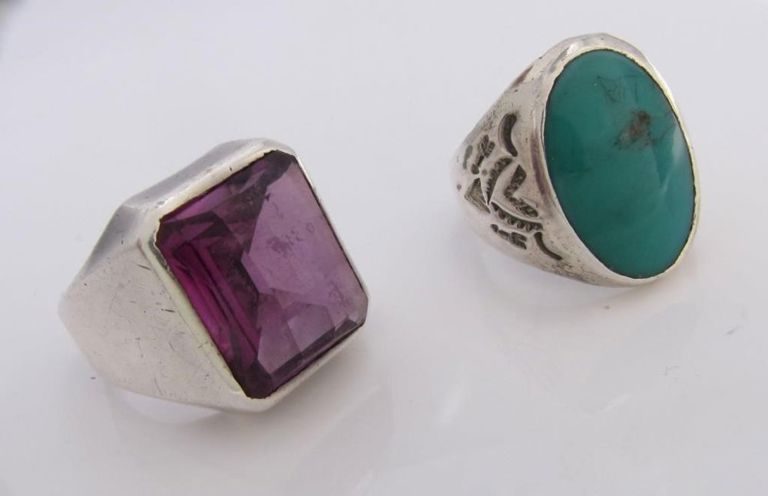 Two vintage sterling silver gent's rings