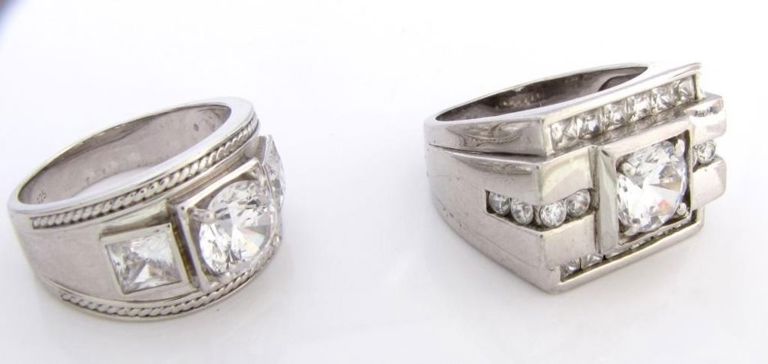Two sterling silver cubic zirconia rings