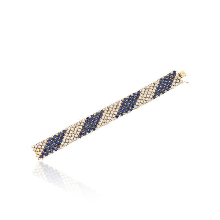 18k yellow gold sapphire and diamond bracelet