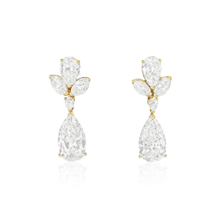 18k yellow gold diamond cluster earrings