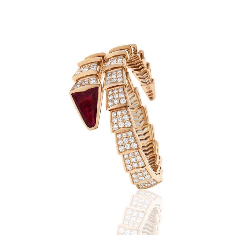 18k rose gold tourmaline and diamond serpent bracelet