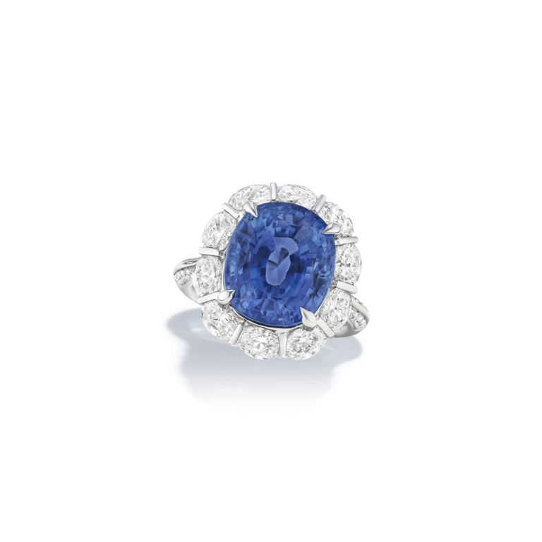 18k white gold sapphire and diamond ring