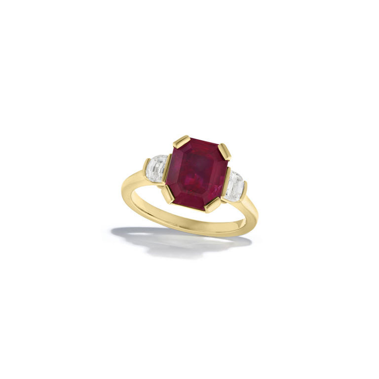 18k yellow gold ruby and diamond ring