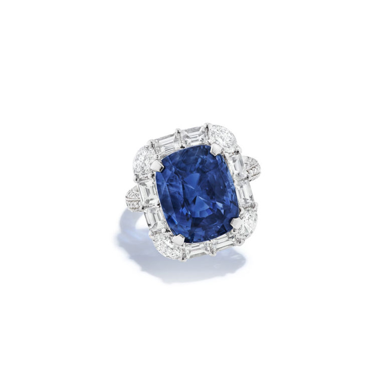 18k white gold sapphire and diamond ring