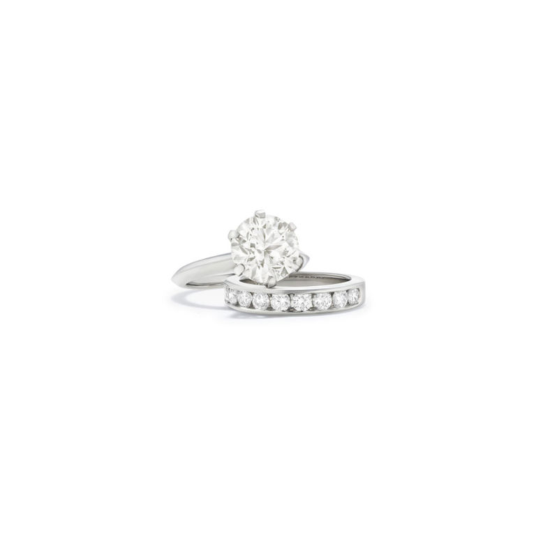 Two platinum diamond rings
