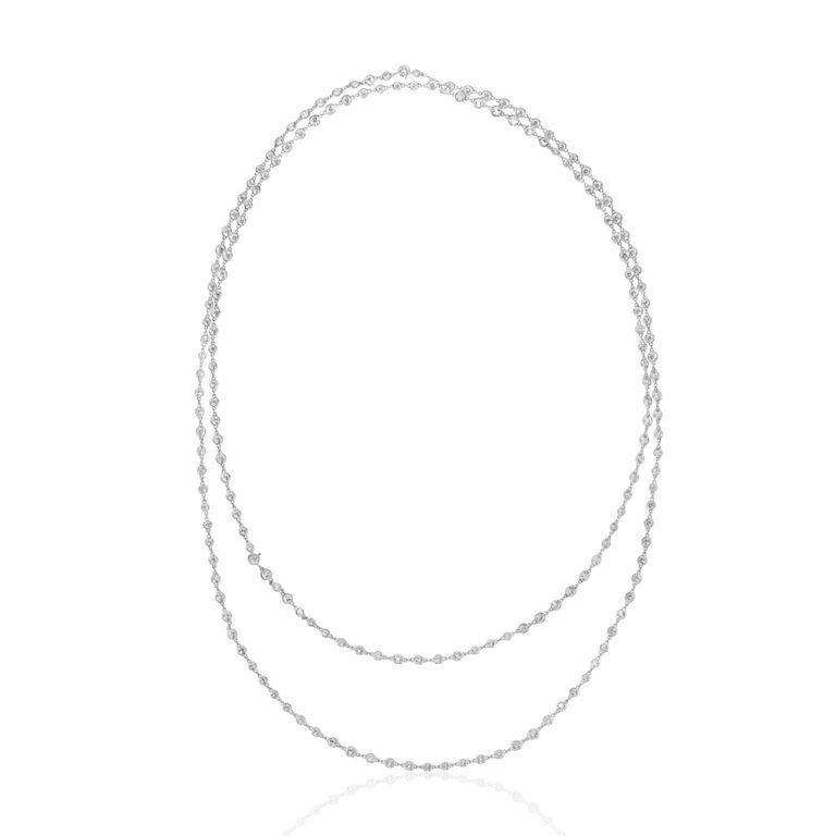 Platinum diamond necklace with detachable segment