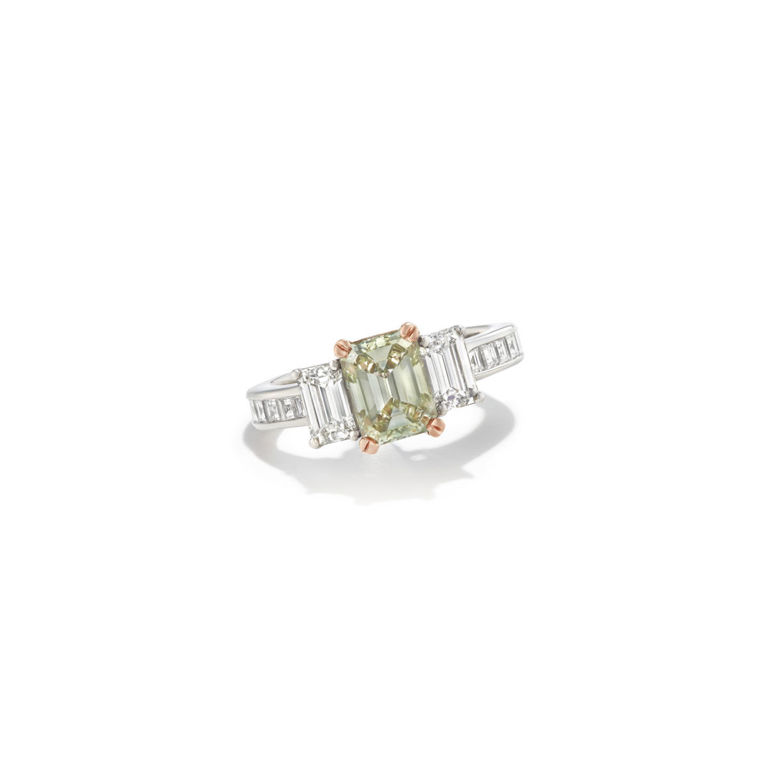Rose gold and platinum diamond ring