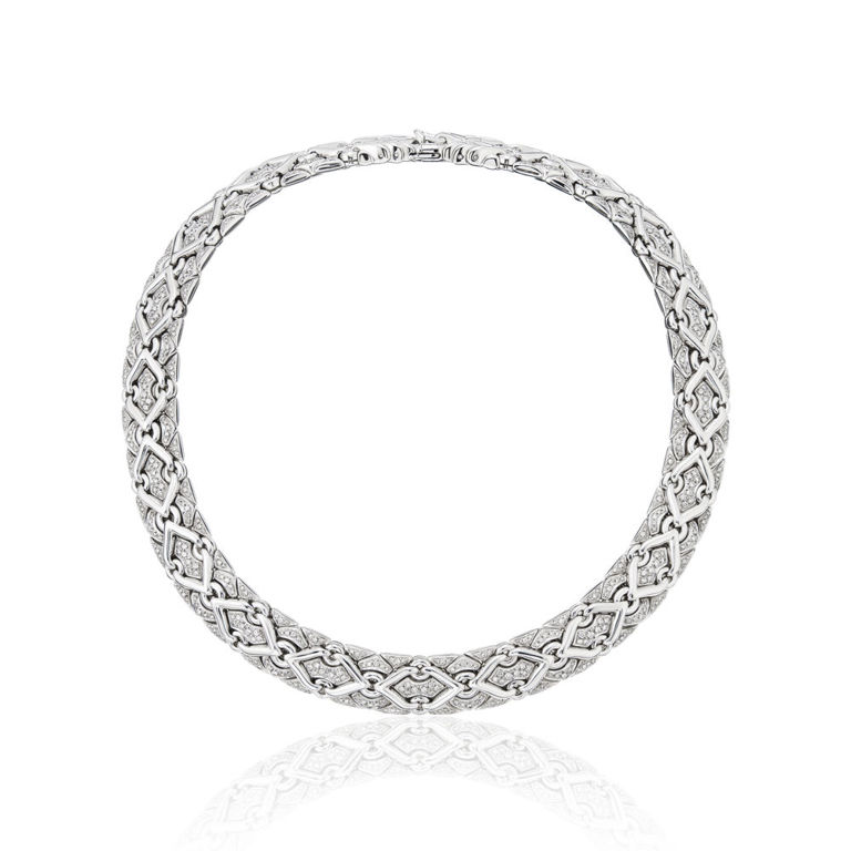 18k white gold diamond 'Trika' necklace