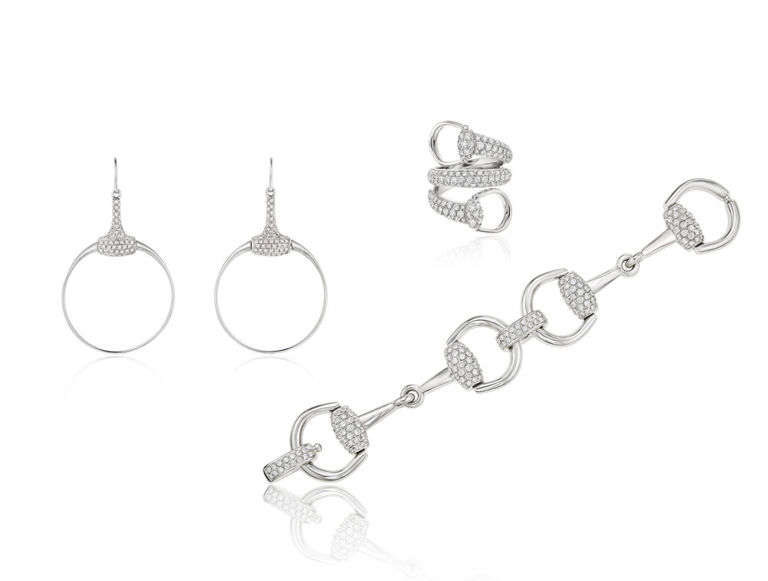 18k white gold diamond 'Horsebit' jewelry