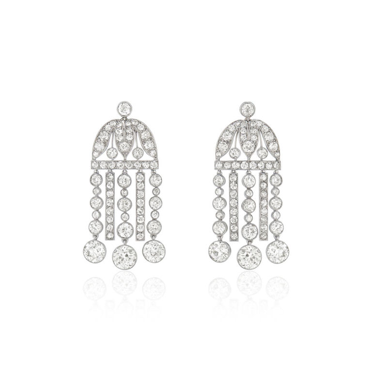 Platinum diamond chandelier earrings