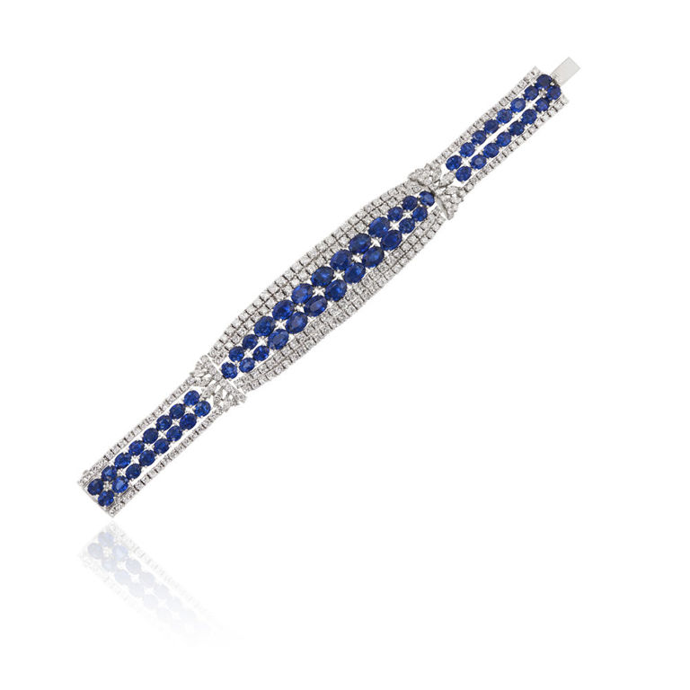 18k white gold sapphire and diamond bracelet