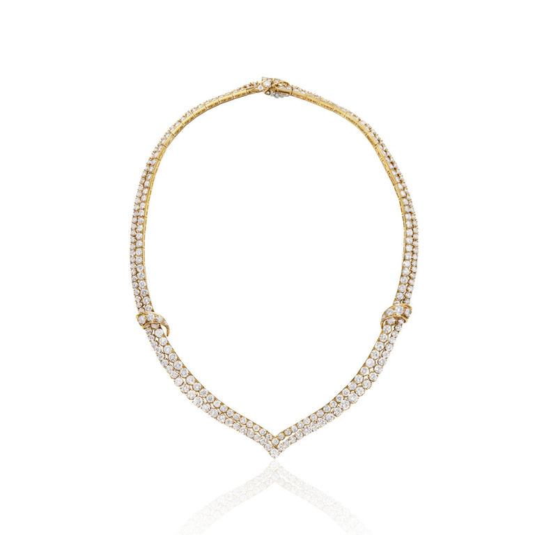 Yellow gold diamond necklace