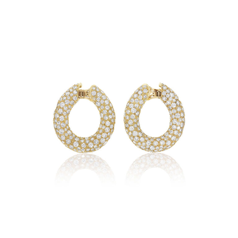 18k yellow gold diamond hoop earrings