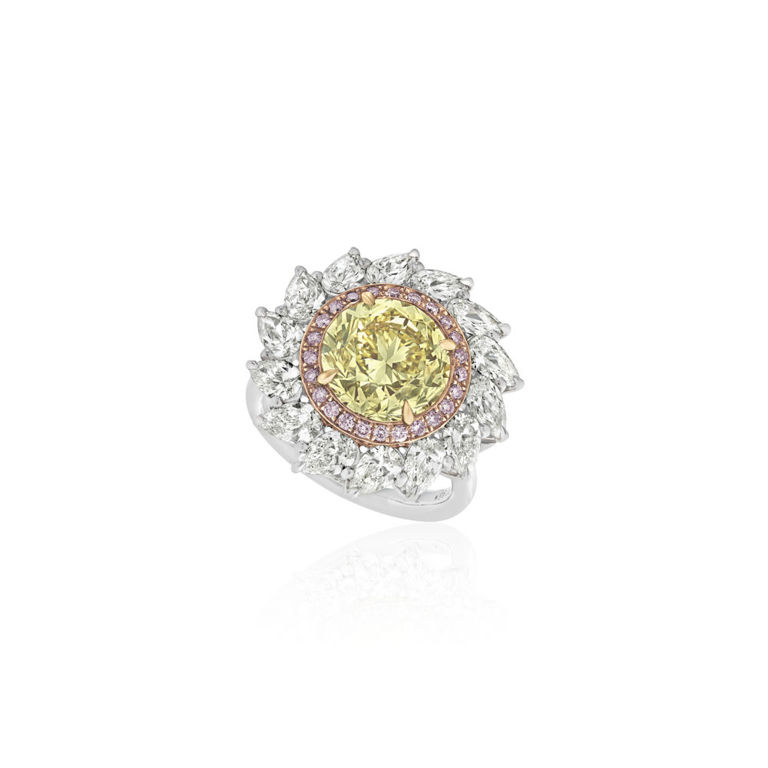 Platinum and 18k rose gold diamond ring