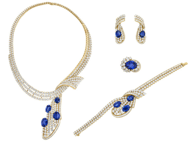 18k yellow gold sapphire and diamond jewelry