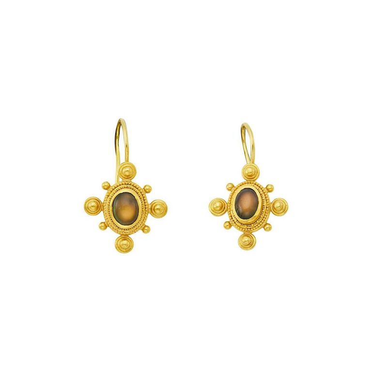 22k and 18k gold moonstone earrings