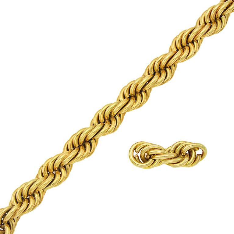 14k gold rope-twist bracelet and pin