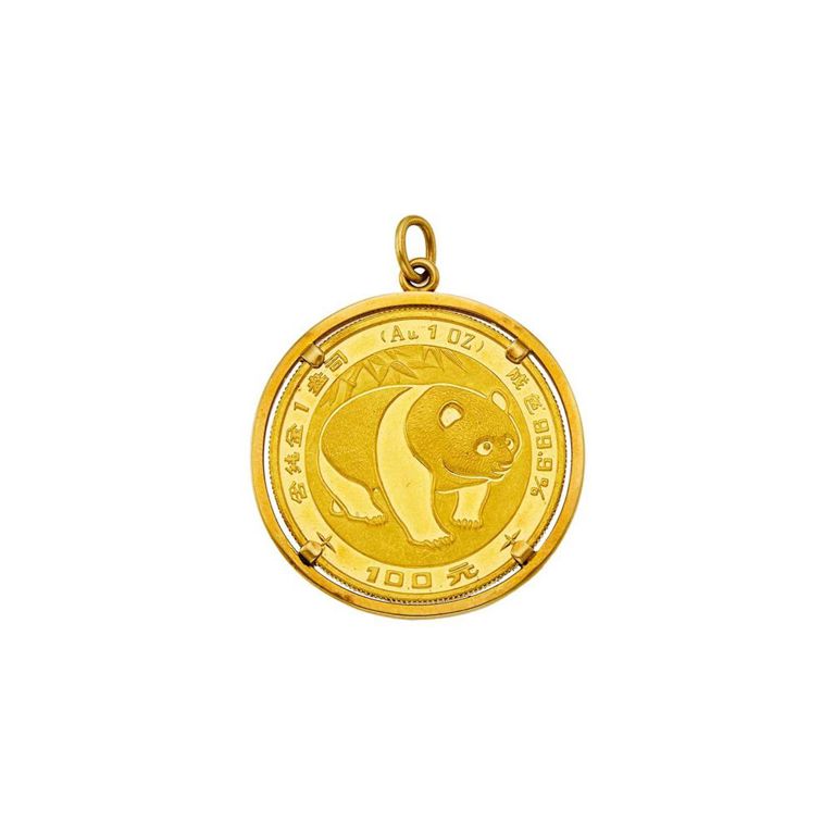 18k gold panda coin pendant
