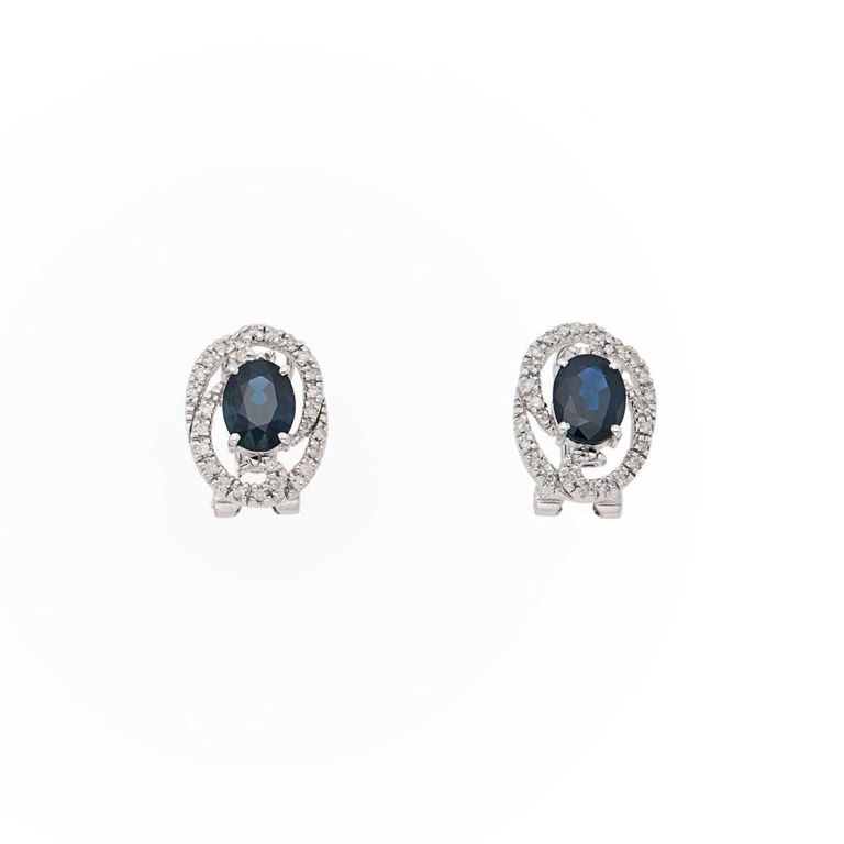14k white gold sapphire and diamond earrings