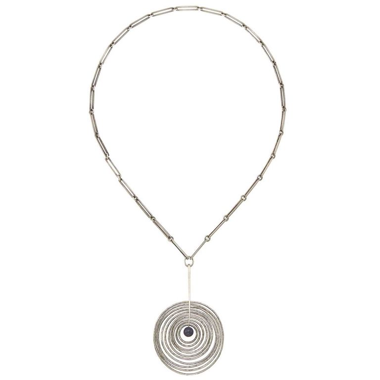 Georg Jensen sterling silver and amethyst pendant-necklace