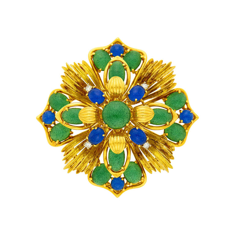 18k gold pendant-brooch