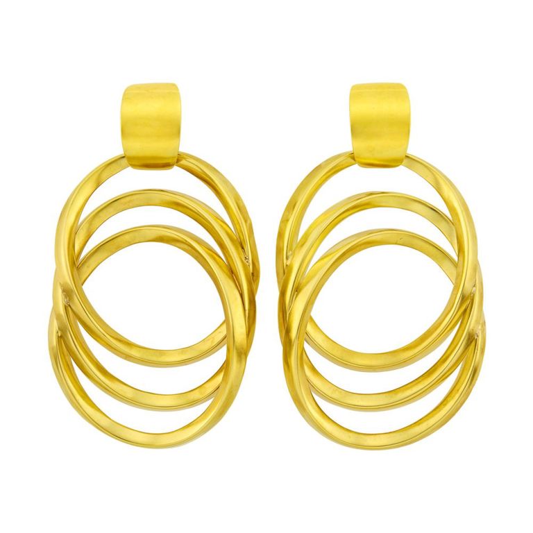 18k gold oversized oval link pendant-earrings
