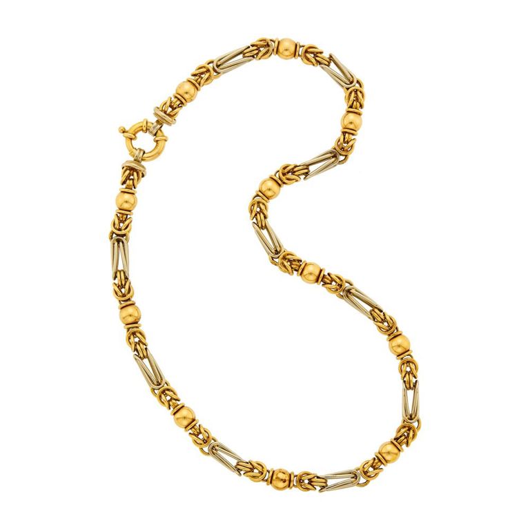 14k two-color gold chain necklace