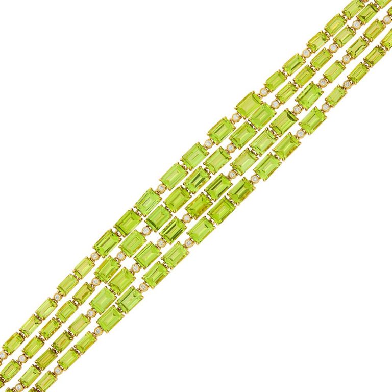 18k gold bracelet with peridot and diamond