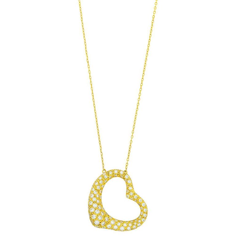 18k gold 'Open Heart' pendant necklace with diamonds