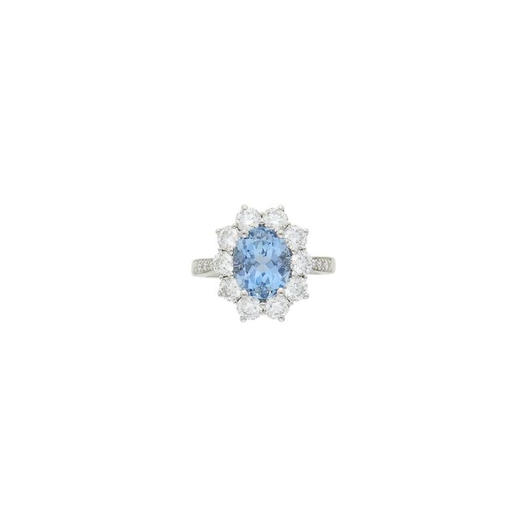 Platinum aquamarine and diamond ring by Tiffany & Co.