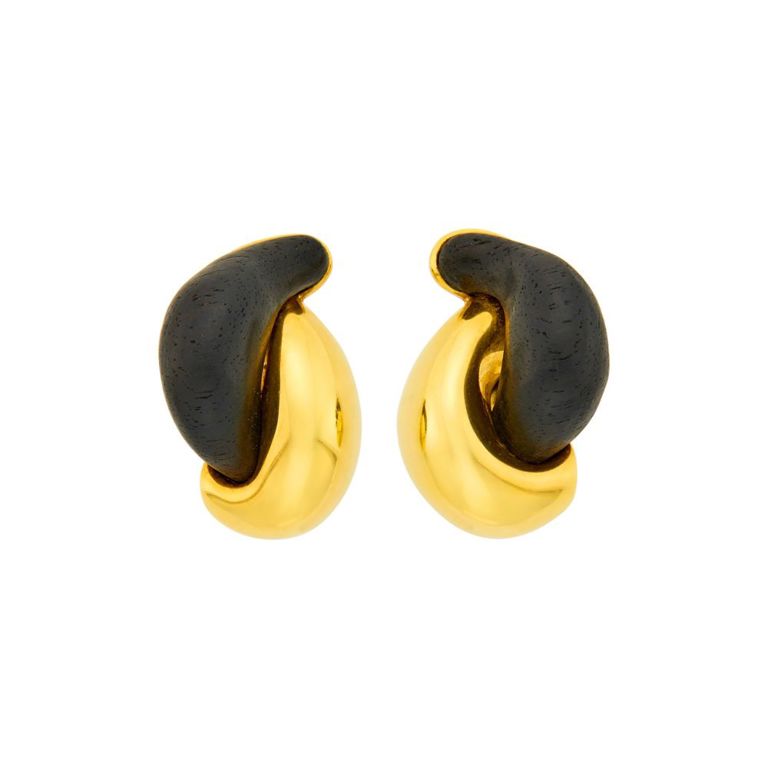 18k gold and ebony earclips by Seaman Schepps