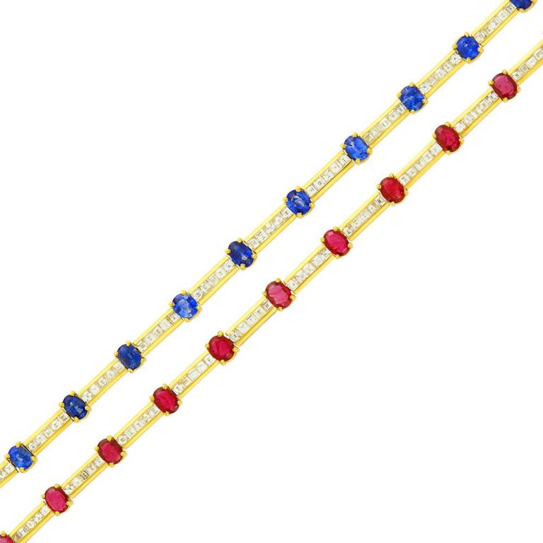 18k gold ruby sapphire and diamond bracelets