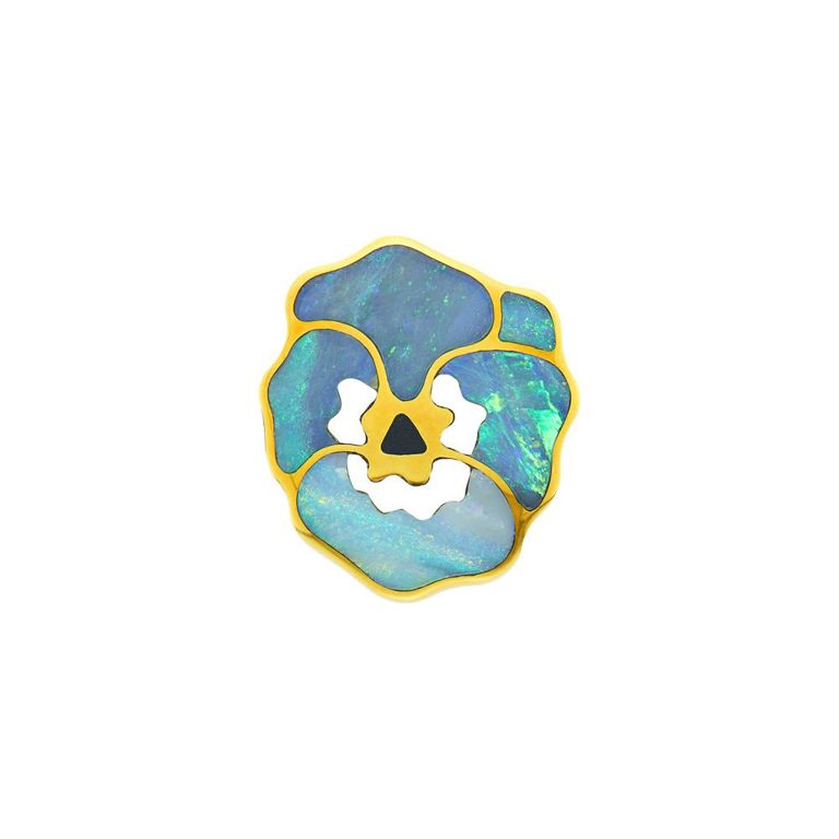 18k gold pansy brooch