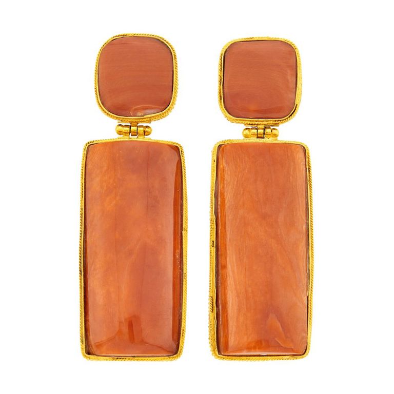 18k gold pendant-earrings with coral
