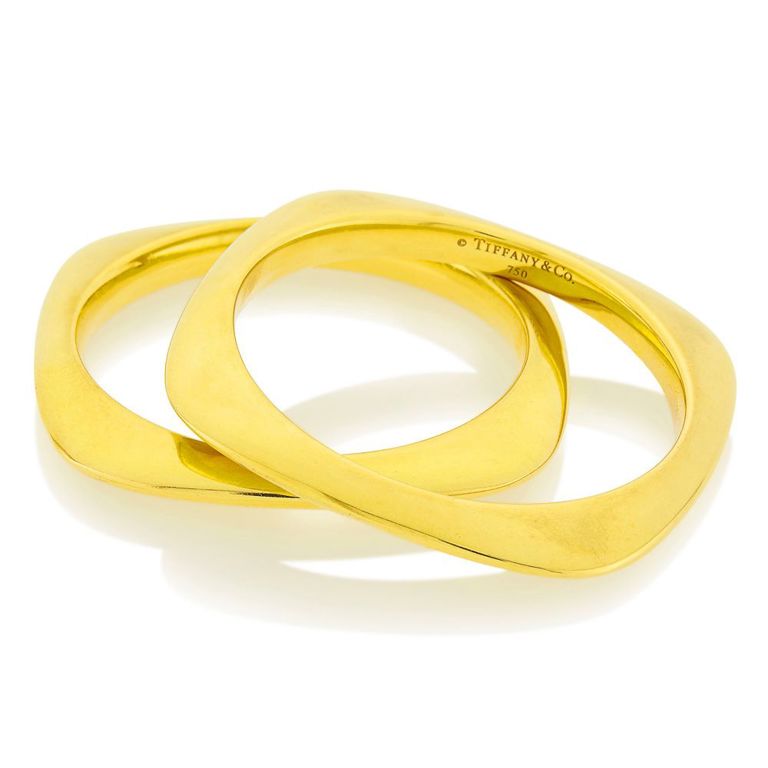 18k gold square bangle bracelets