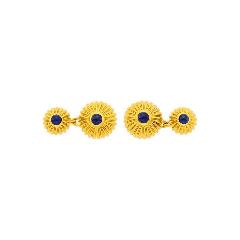 18k gold Cartier sapphire 'Pasha' cufflinks
