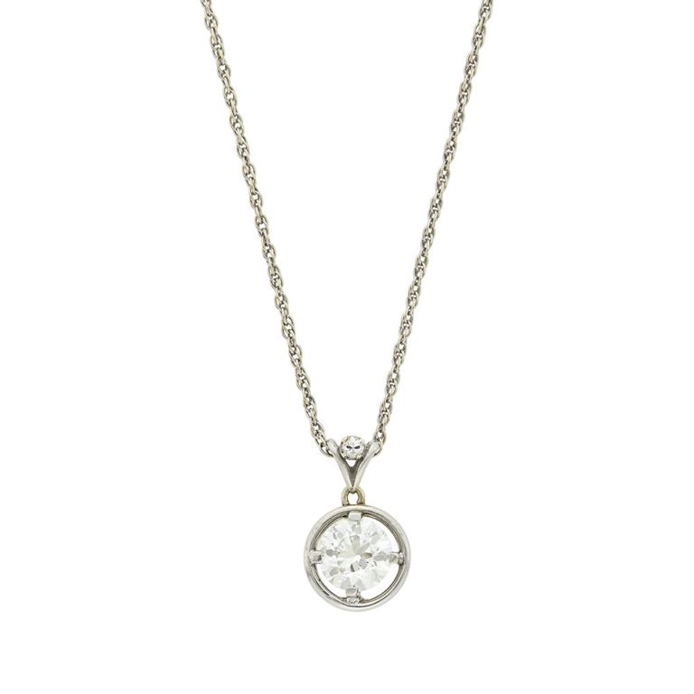 14k white gold diamond pendant necklace