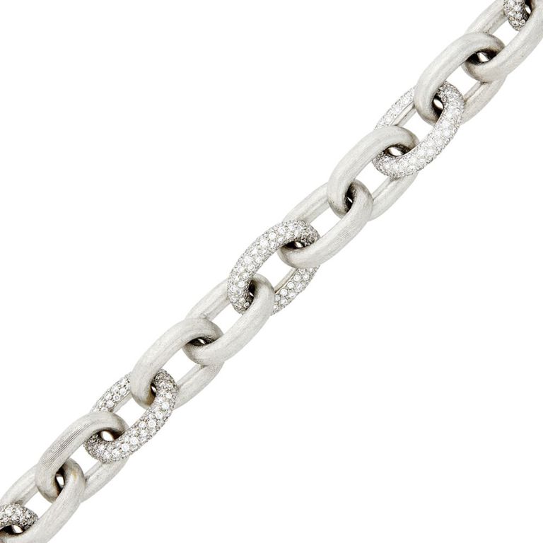 18k white gold diamond link bracelet