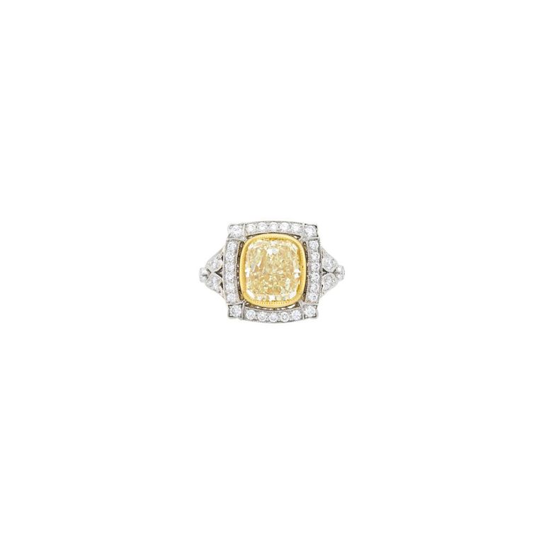 Platinum and gold Sophia D. yellow diamond ring