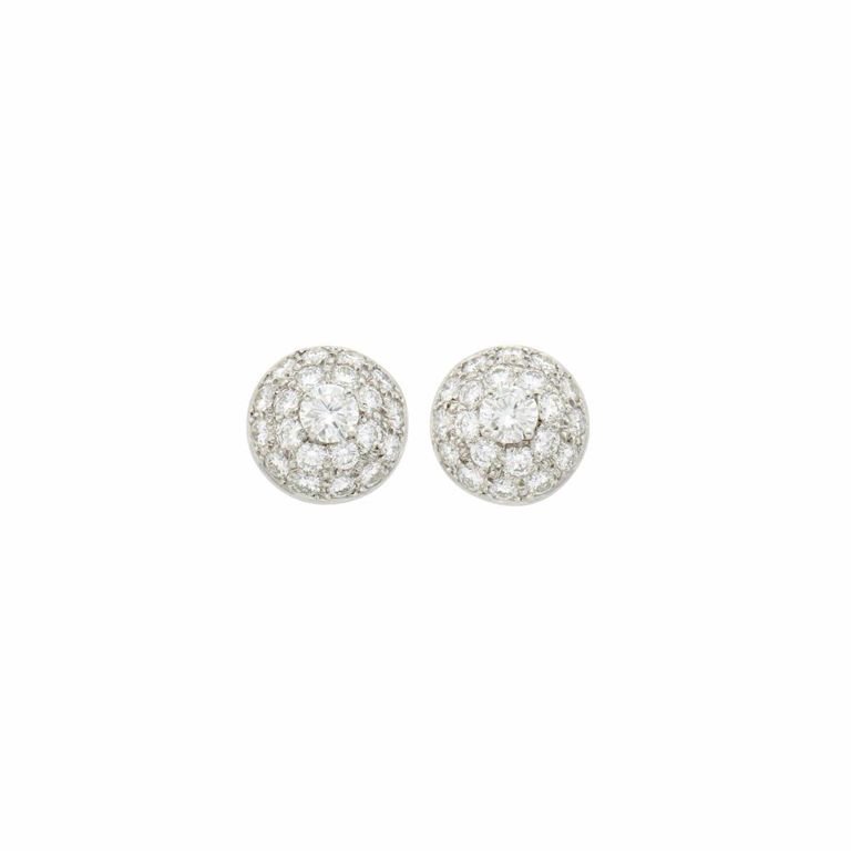 Platinum and diamond bombé earrings