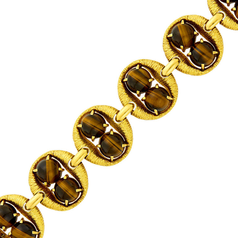 18k gold bracelet with tiger's eye