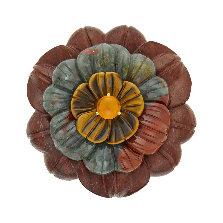 18k gold flower clip-brooch