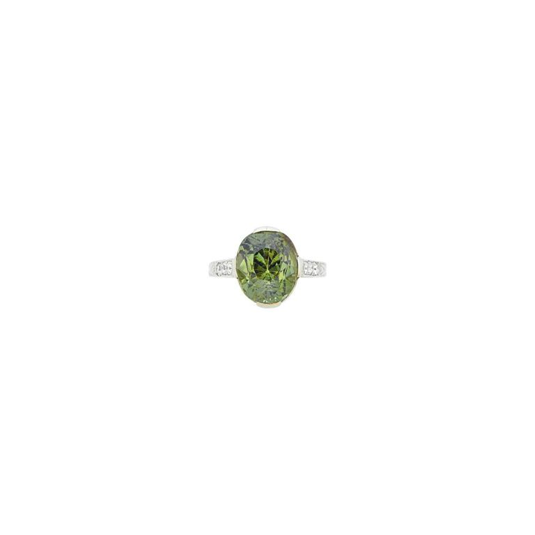 14k white gold ring with alexandrite and diamond
