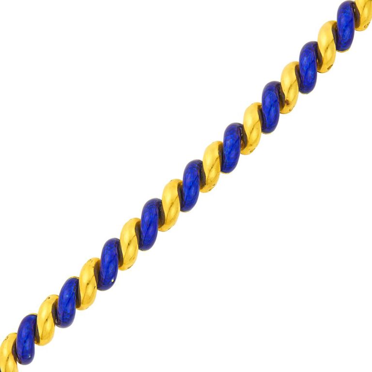 18k gold and blue enamel San Marco link bracelet