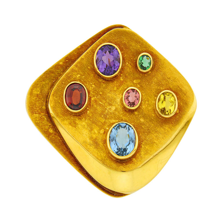 18k gold clip-brooch