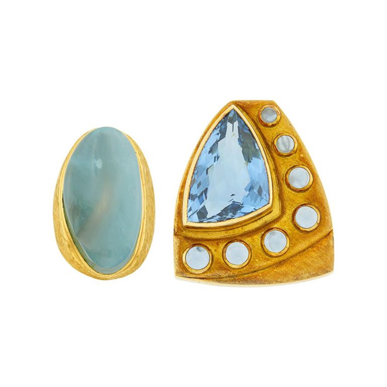18k and 14k gold pendant-brooch