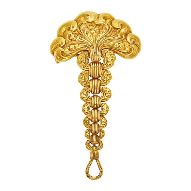 18k gold fob brooch
