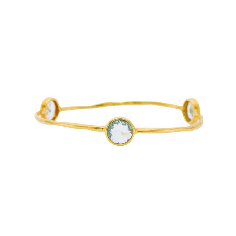 18k gold bangle bracelet with blue topaz