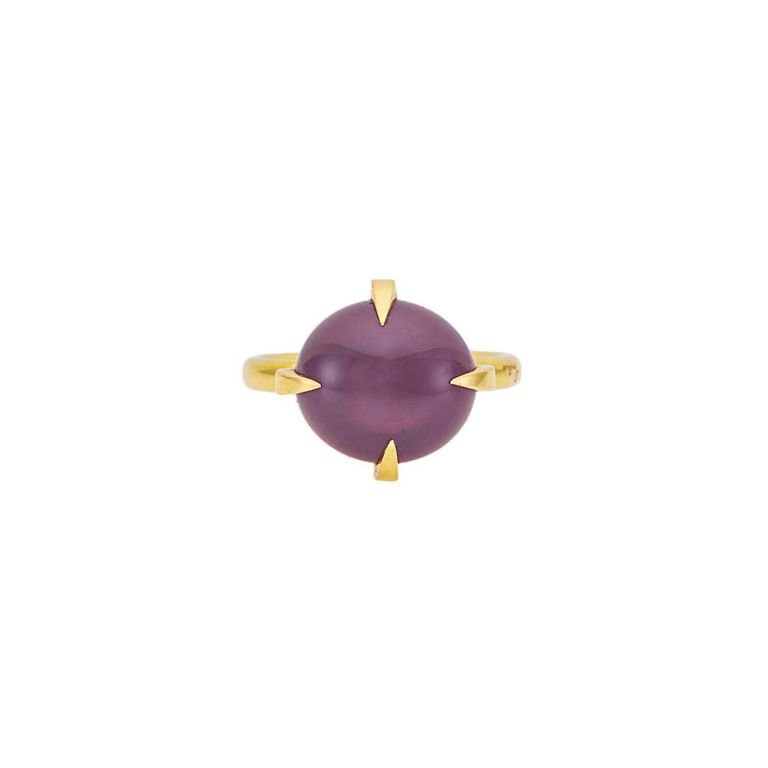 18k gold ring with cabochon amethyst